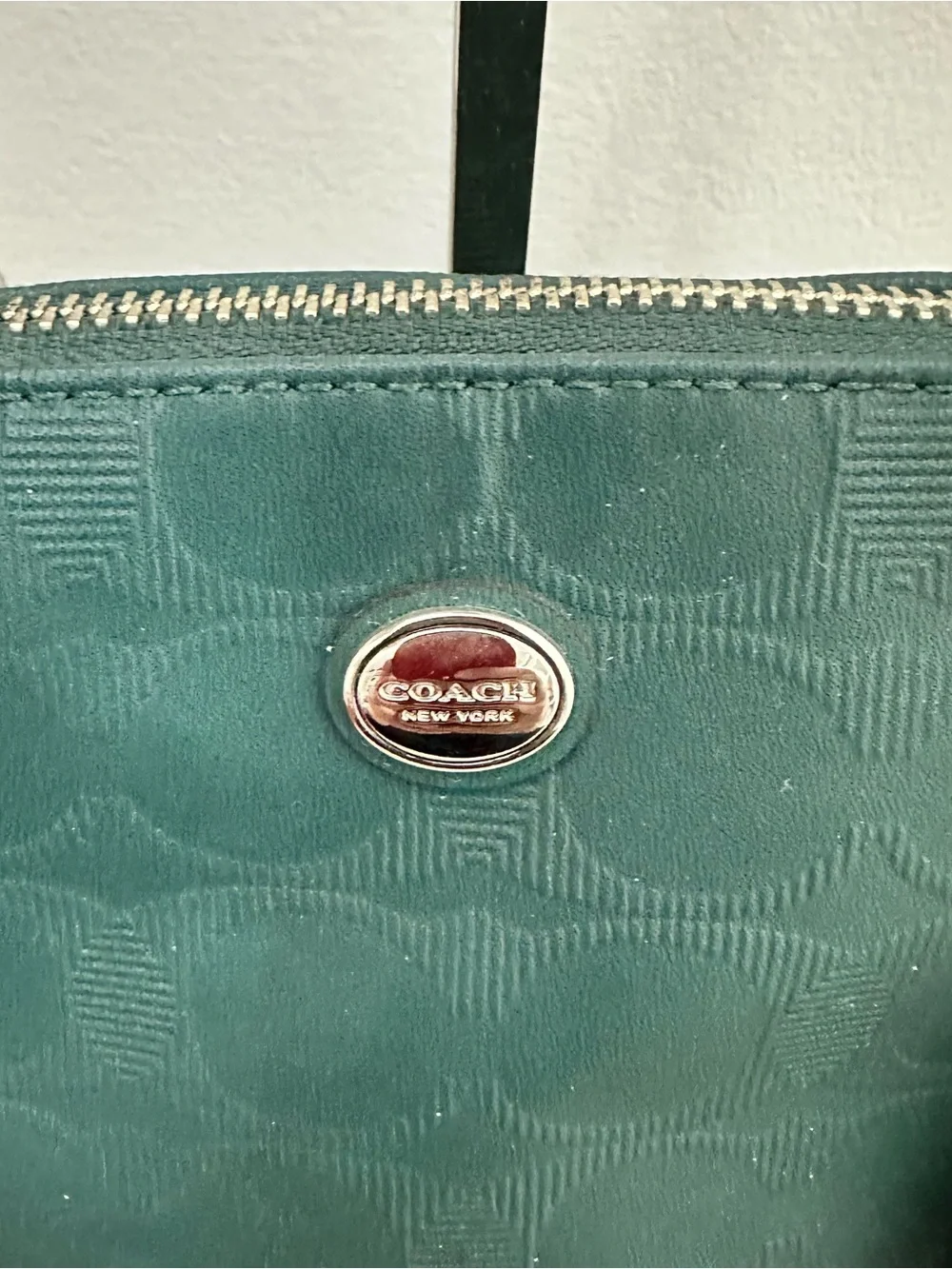 Coach Peyton Jade Green Leather Cora Domed Satchel Shoulder Crossbody ZipTop Bag